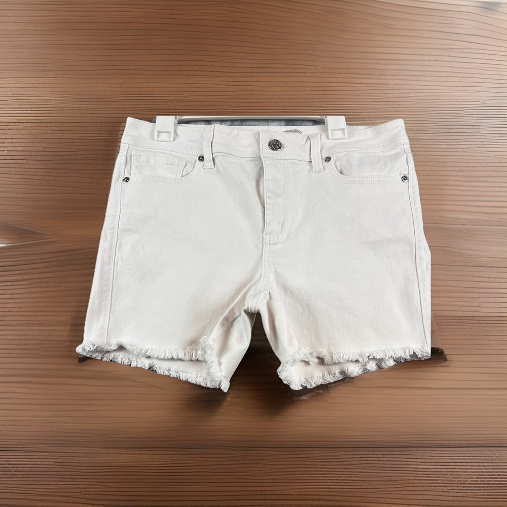 Seven‎ 7 Cut Off Shorts Denim Jean Shorts Size 14 Pristine White Cotton Blend